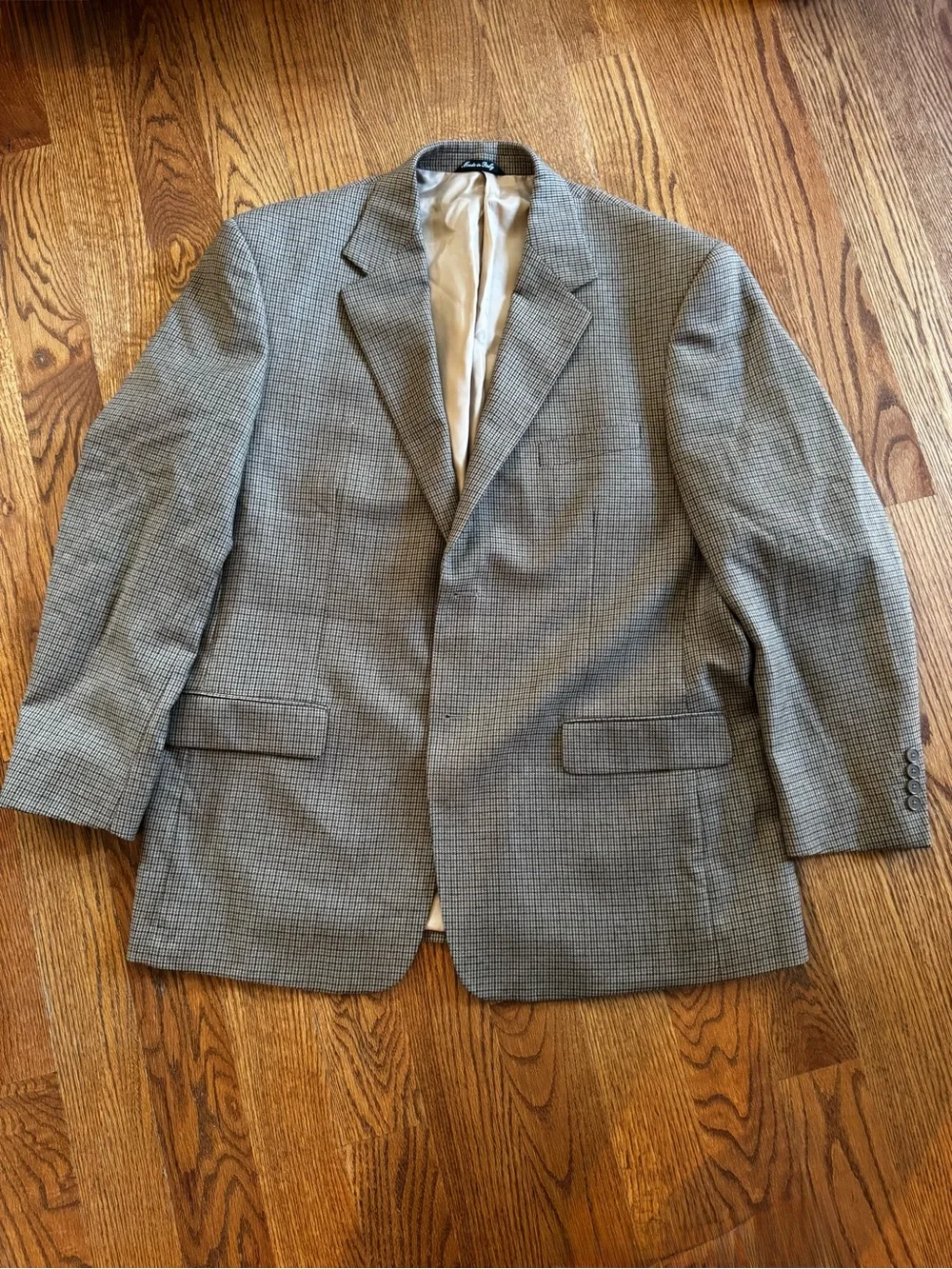 Louis Dell’Olio 46R Wool Houndstooth Sport Coat Made in Italy